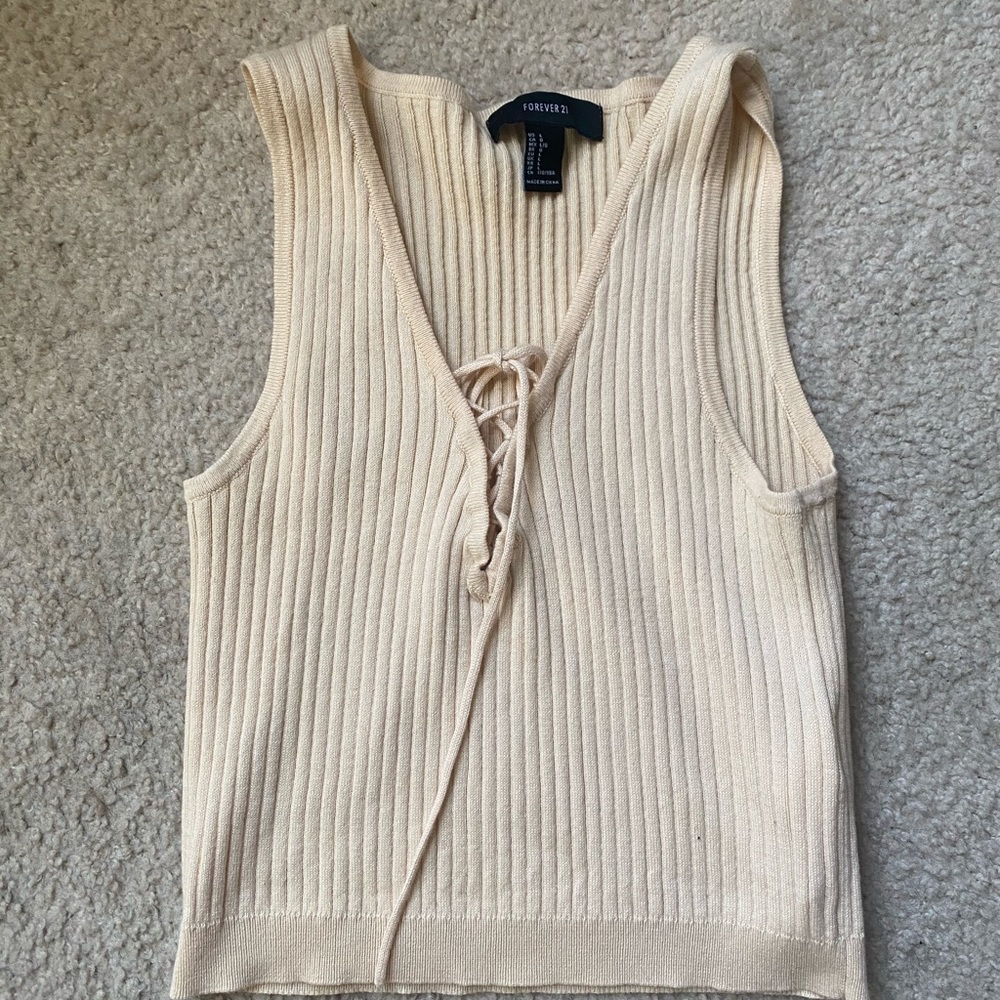 Ribbed lace up crop top